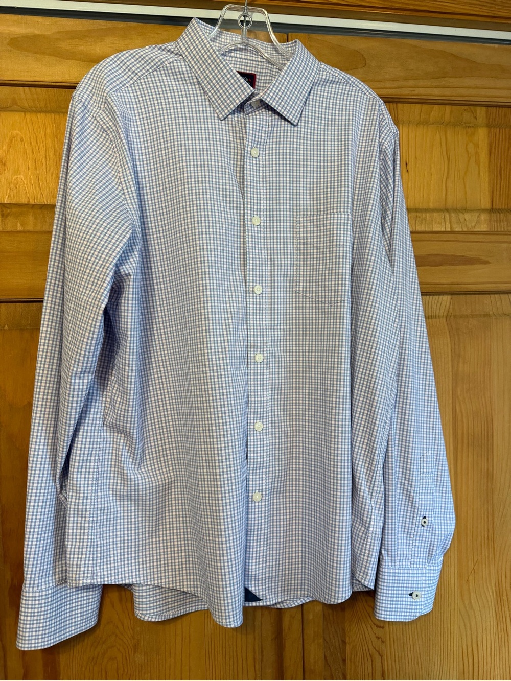 UNTUCKit Men's Blue and White Checked Dress Shirt